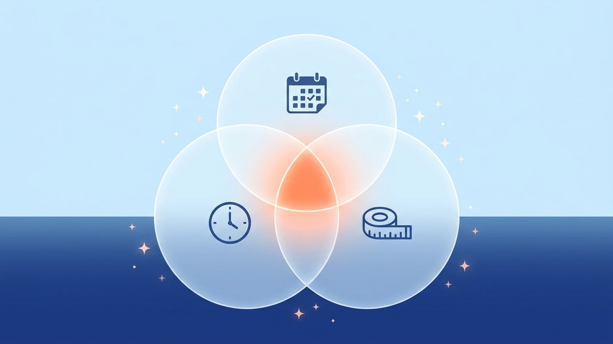 効果が出る人と出ない人の3条件をベン図で示すイメージ