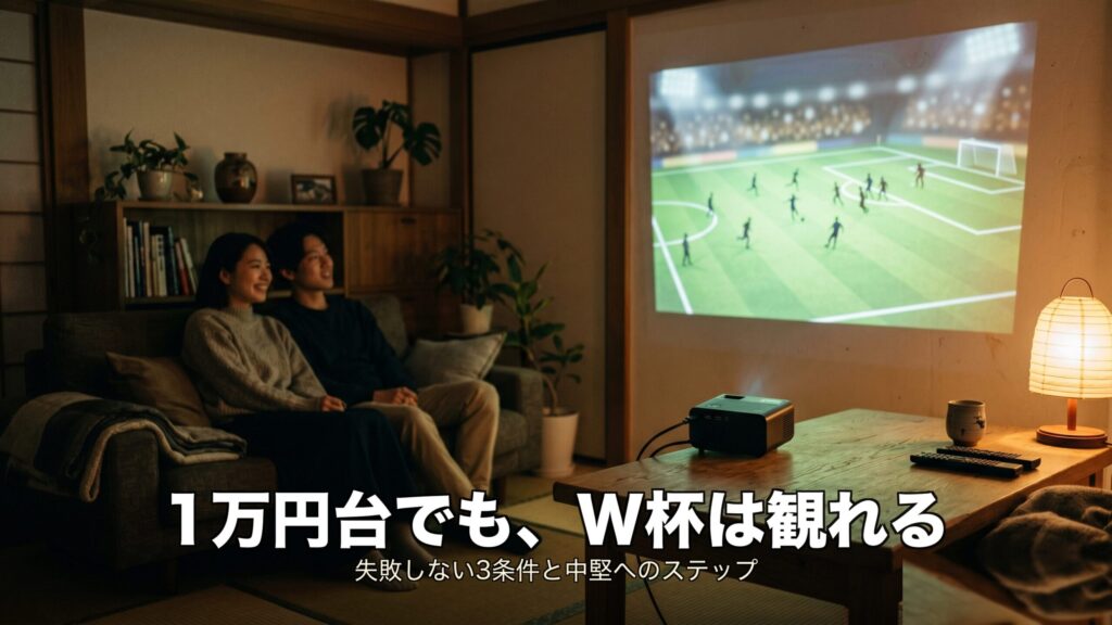 W杯プロジェクター1万円台で観れる｜失敗しない3条件と中堅へのステップ