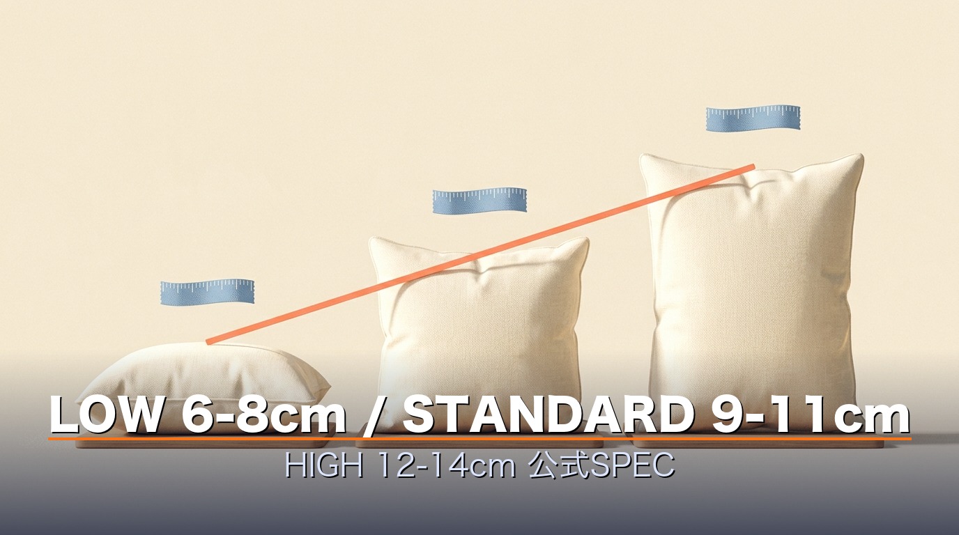 LOWとSTANDARDとHIGHの3サイズ公式SPEC比較