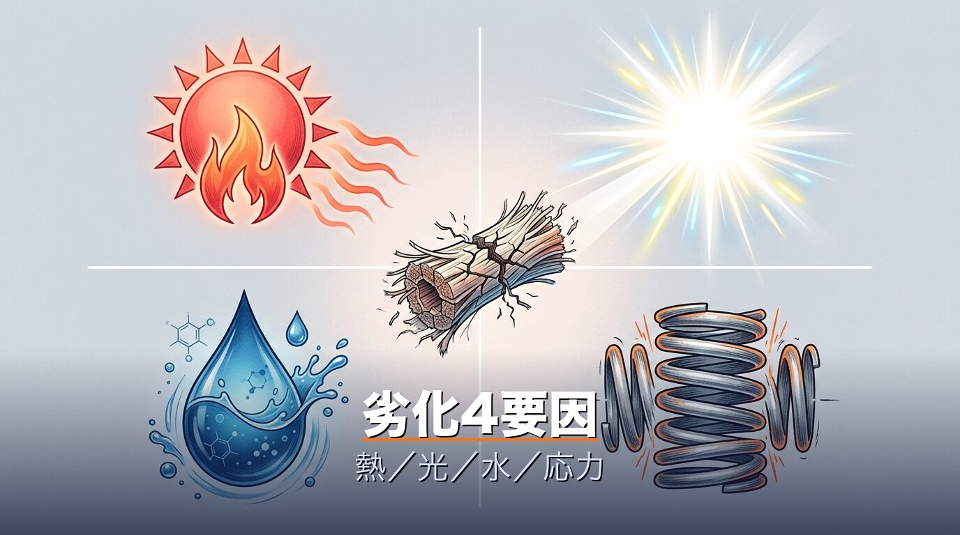 ポリエチレン樹脂の4つの劣化要因「熱・光・水・応力」