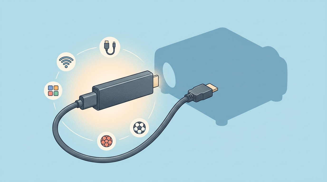 Fire TV Stickをプロジェクターに接続してDAZNを観るイメージ