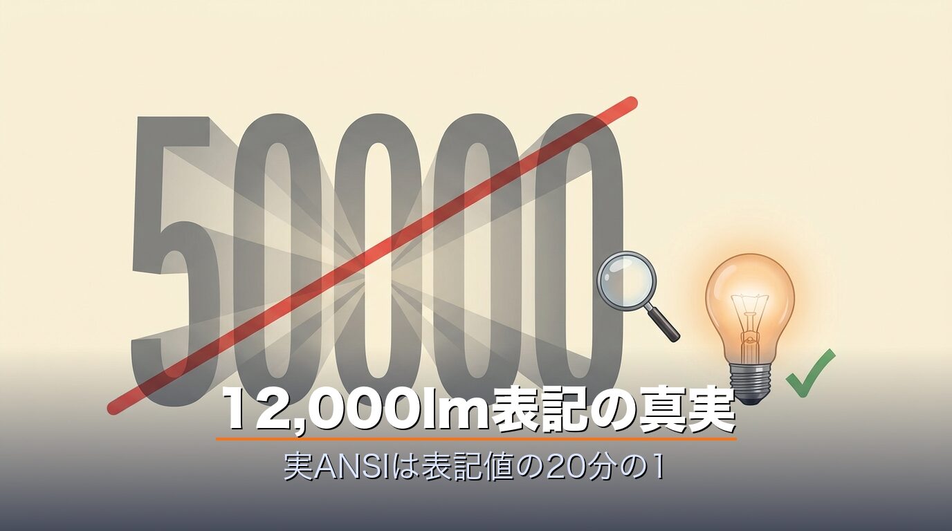 ANSIルーメン誇張値の落とし穴を示すイメージ