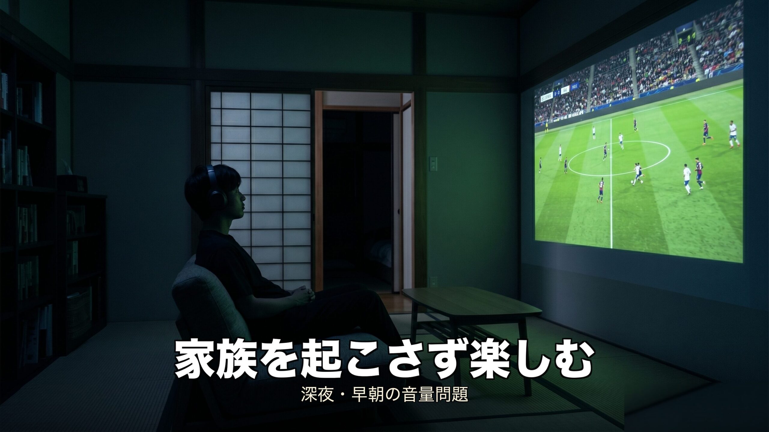 深夜の日本戦で家族を起こさず大音量を楽しむ工夫のイメージ
