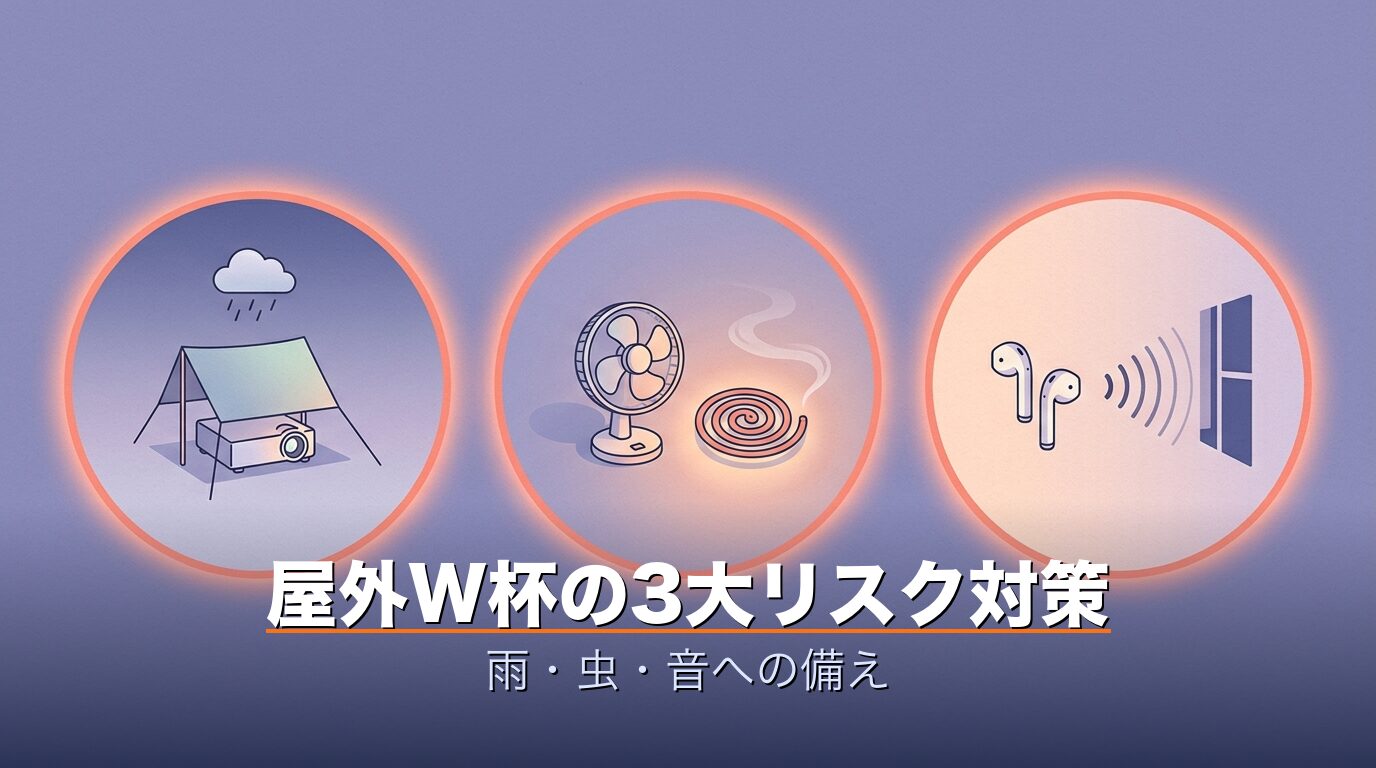 屋外W杯観戦の3大リスク(雨・虫・音)対策
