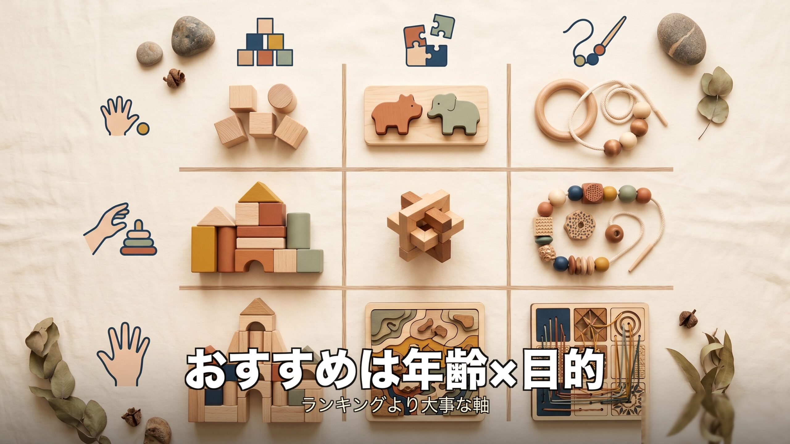 知育玩具のおすすめは年齢と目的の掛け合わせで選ぶというイメージ