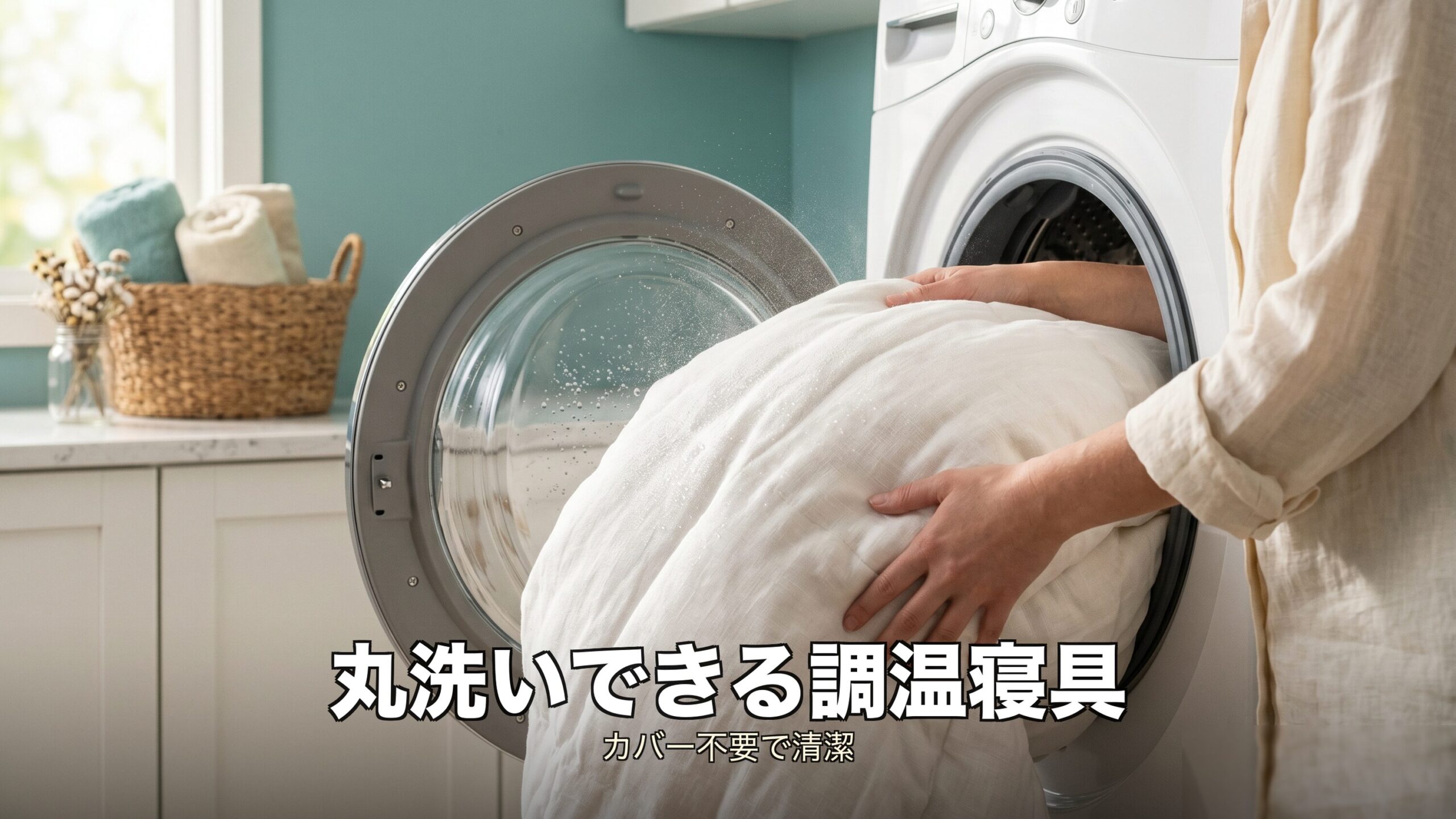 ブレインスリープ掛け布団の調温わたと丸洗いできる特徴のイメージ