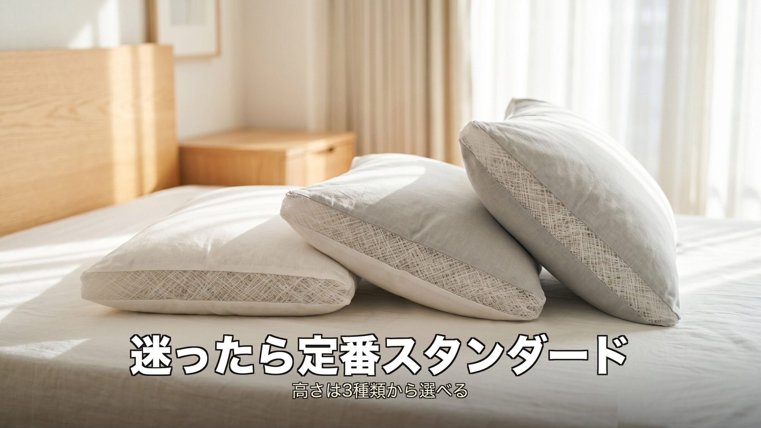 スタンダードのLOW・STANDARD・HIGHという3つの高さを階段状に並べた選び方イメージ