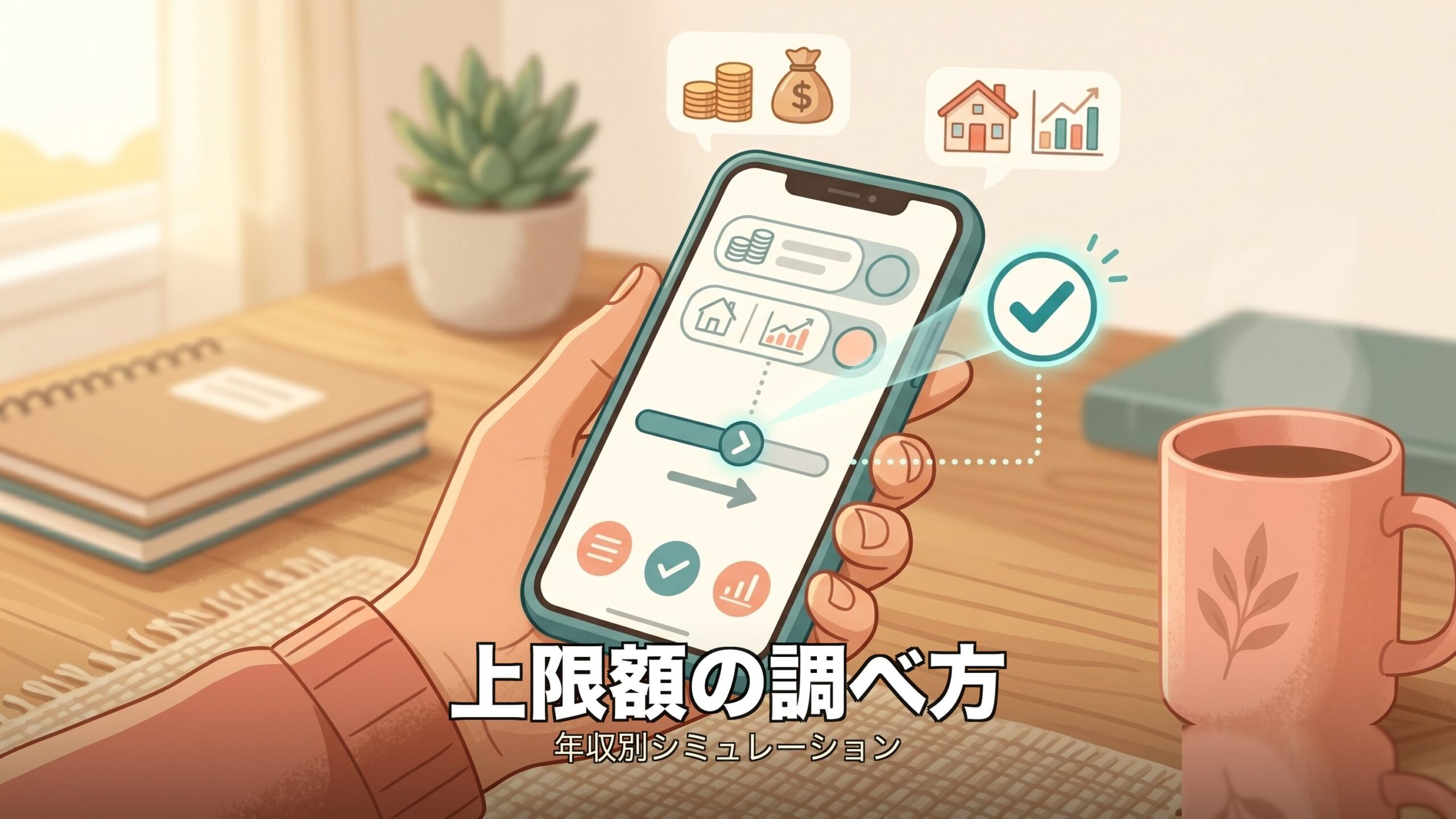 ふるさと納税の控除上限シミュレーションをスマホで確認するイメージ