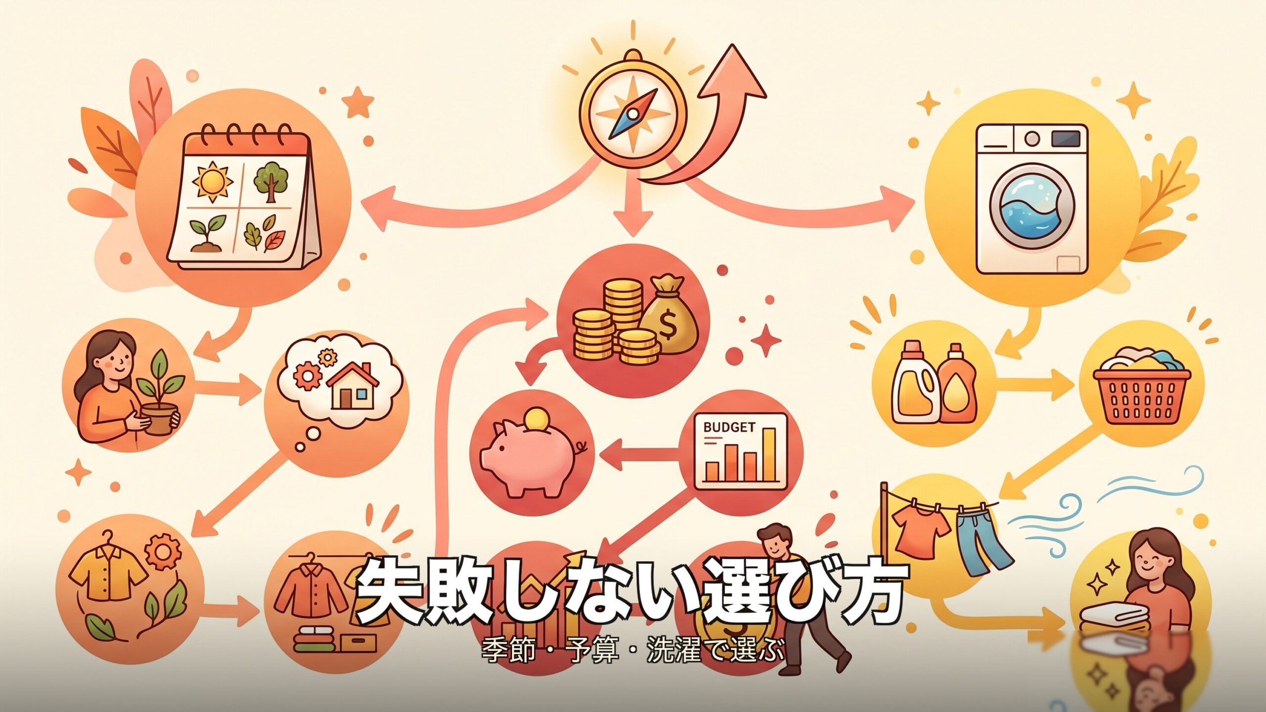 ブレインスリープ掛け布団を季節・予算・洗濯で選ぶフローチャートのイメージ