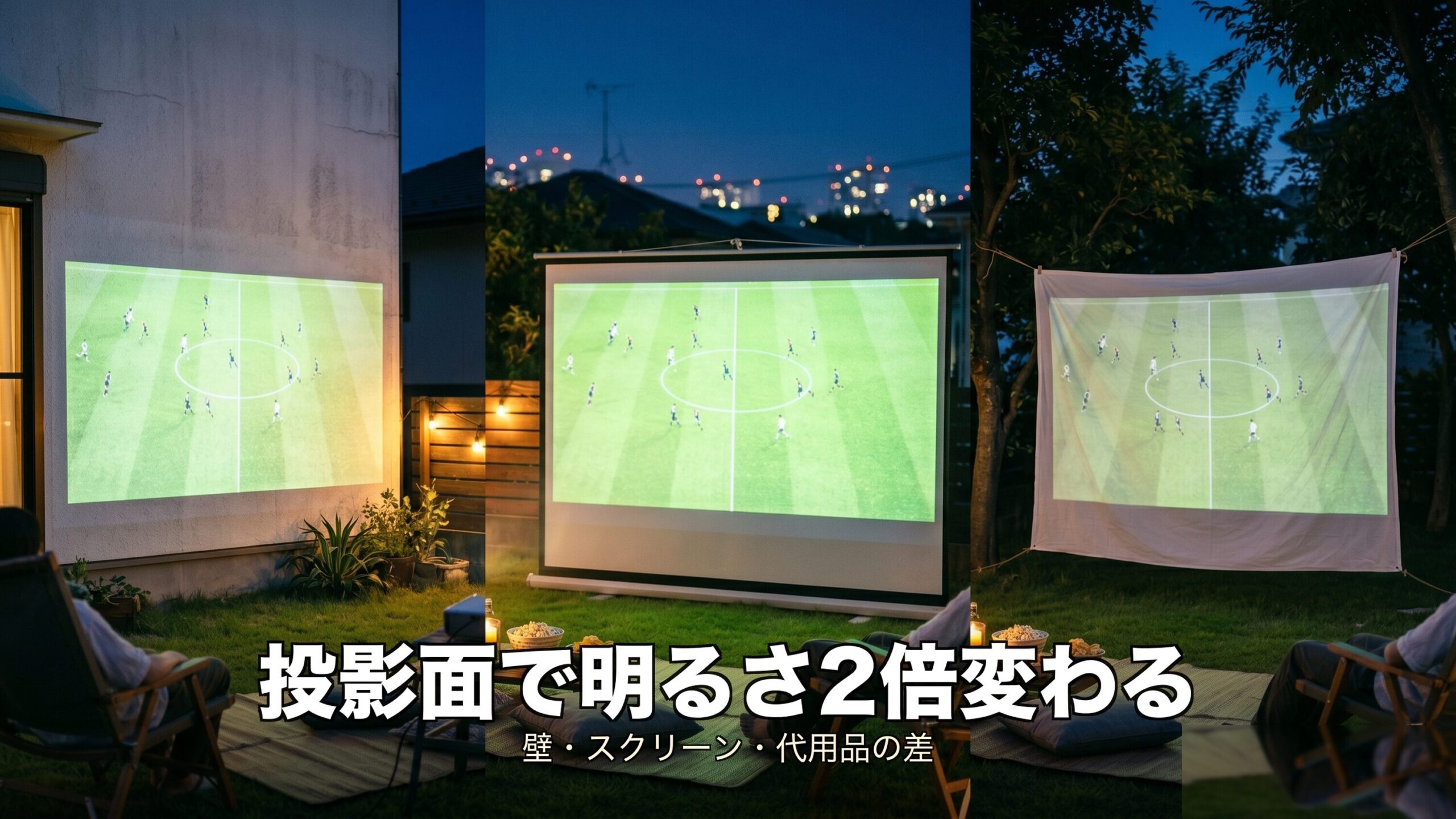 投影面で明るさは2倍変わる|壁・スクリーン・代用品の差 のイメージ