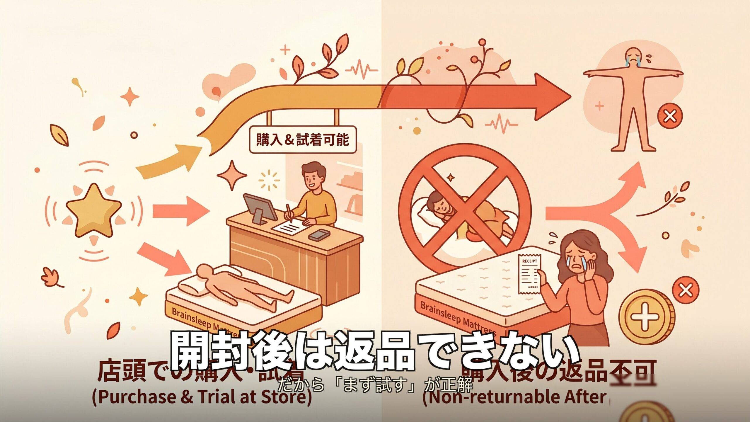 開封後は返品できないことを示す注意のイメージ