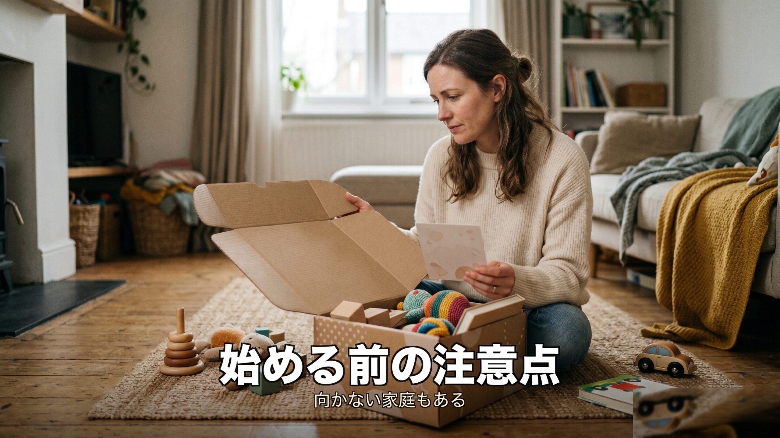 おもちゃサブスクを始める前に知っておきたい注意点と、向かない家庭の特徴のイメージ