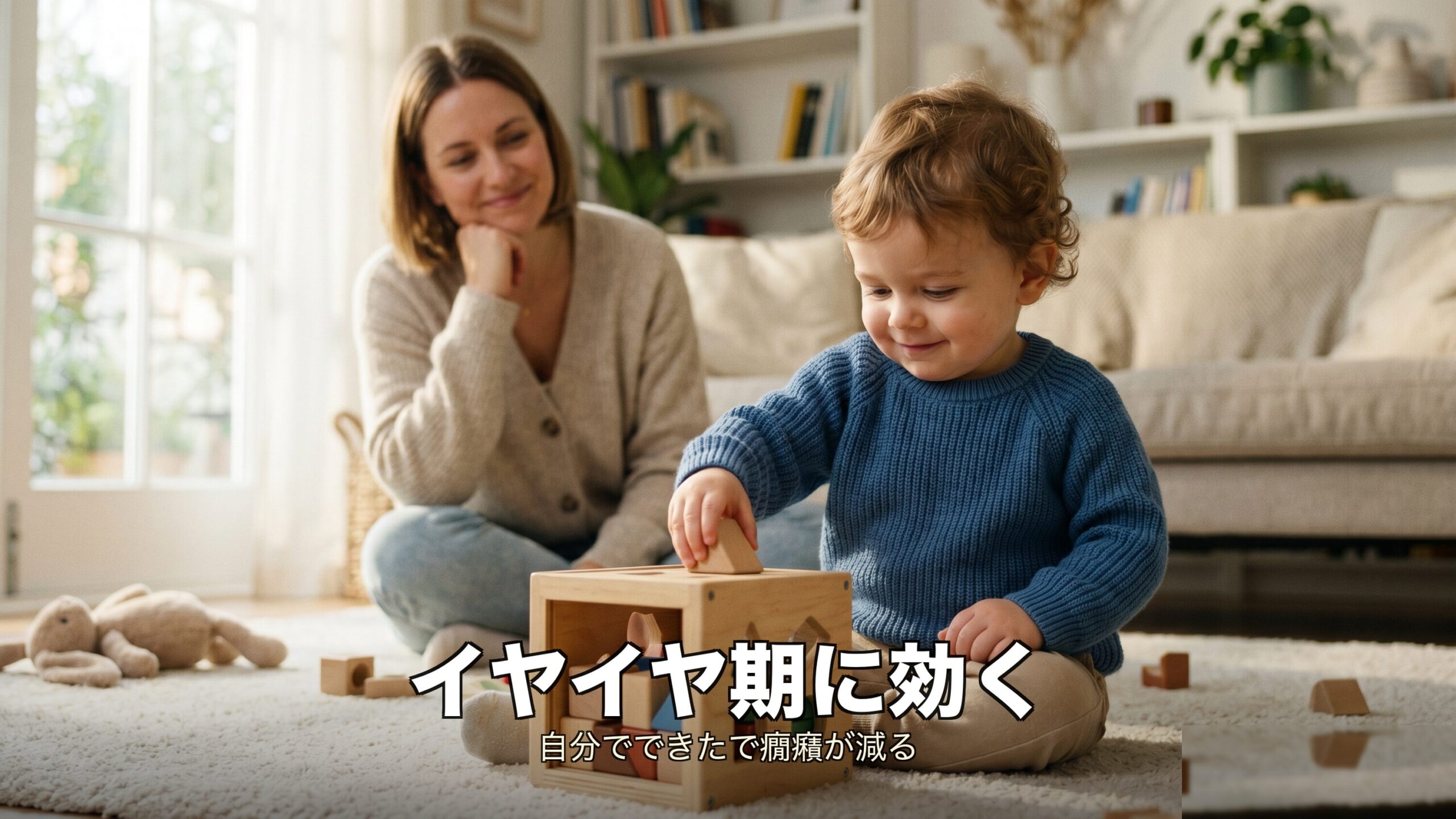 イヤイヤ期に自分でを満たすおもちゃが癇癪をやわらげるイメージ