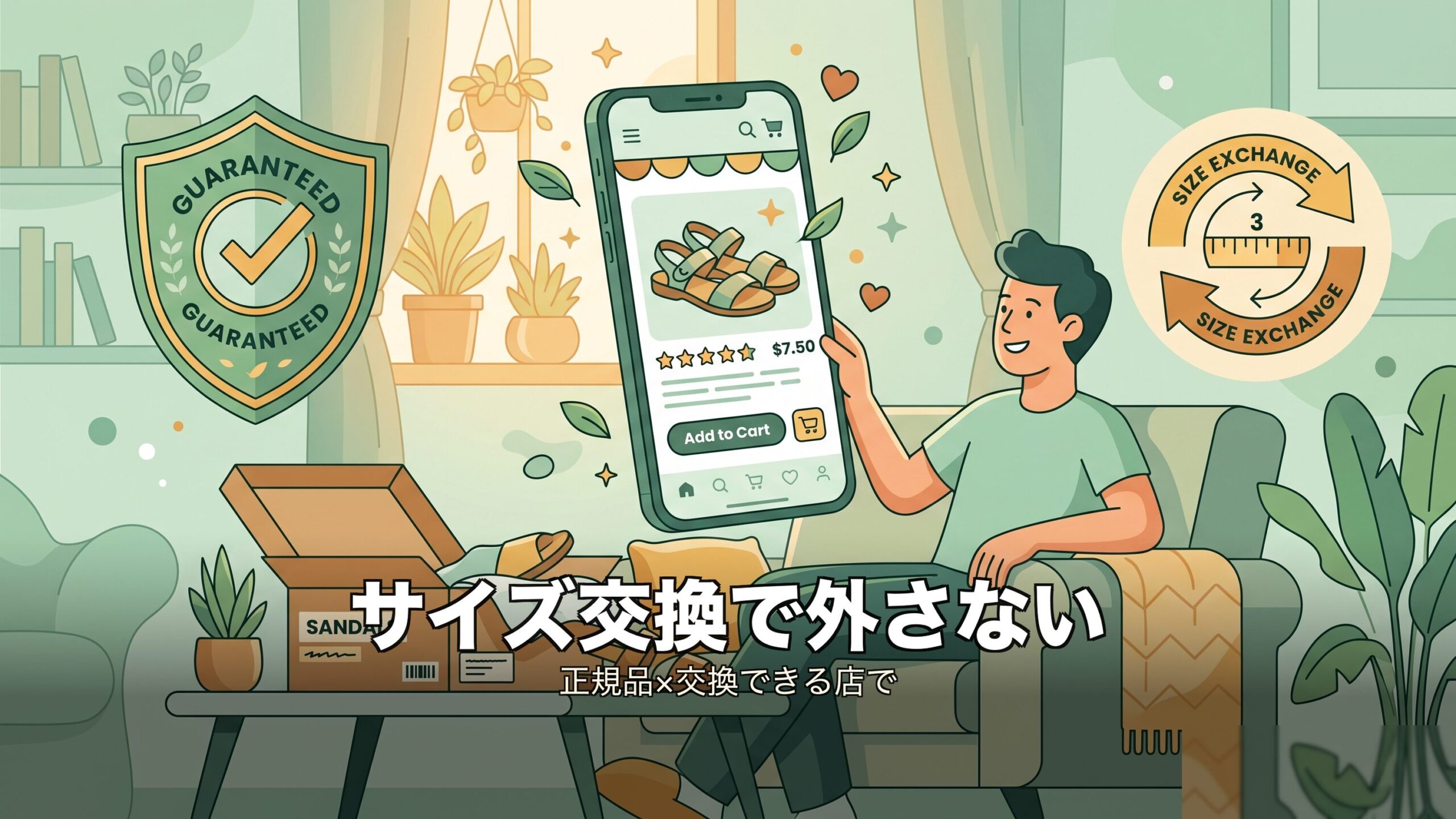 リカバリーシューズをサイズ交換や返品保証を使って失敗せず買う方法のイメージ