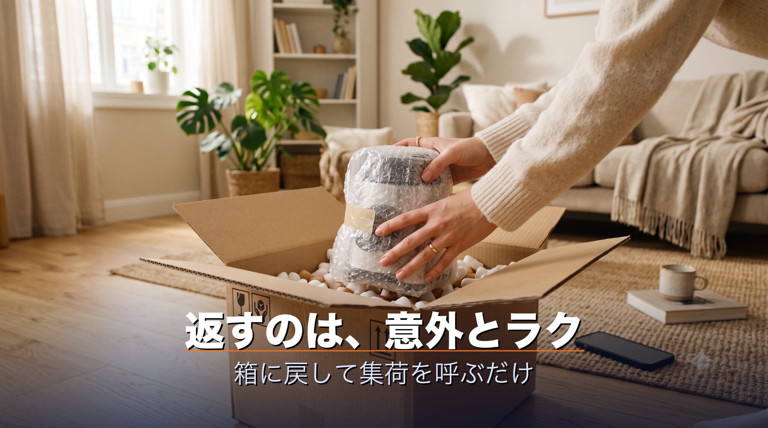 レンタルの返却は箱に戻して集荷するだけ