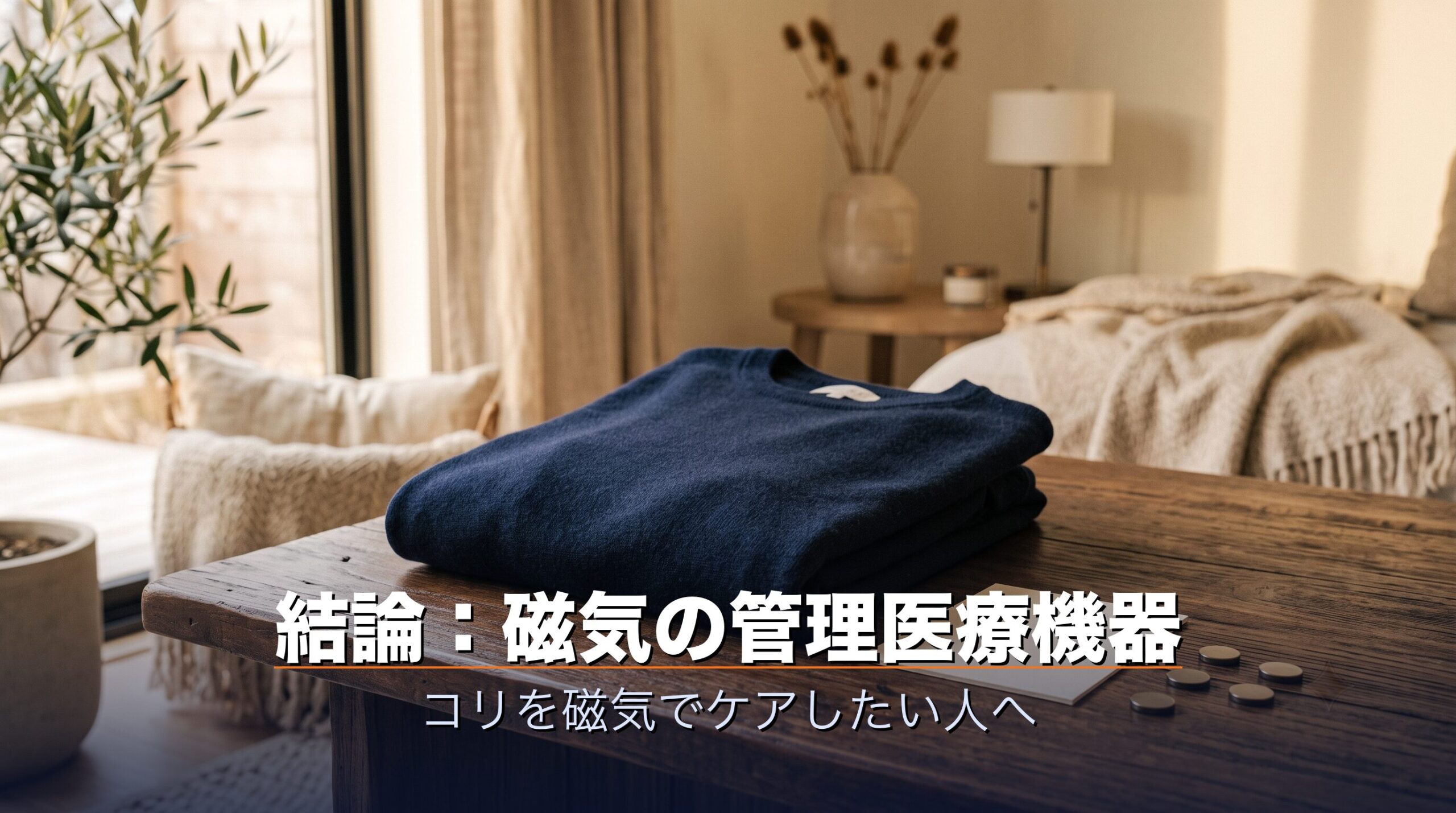 コラントッテのリカバリーウェアが磁気の管理医療機器で肩や背中のコリ改善が公称される本格派という結論を示すイメージ