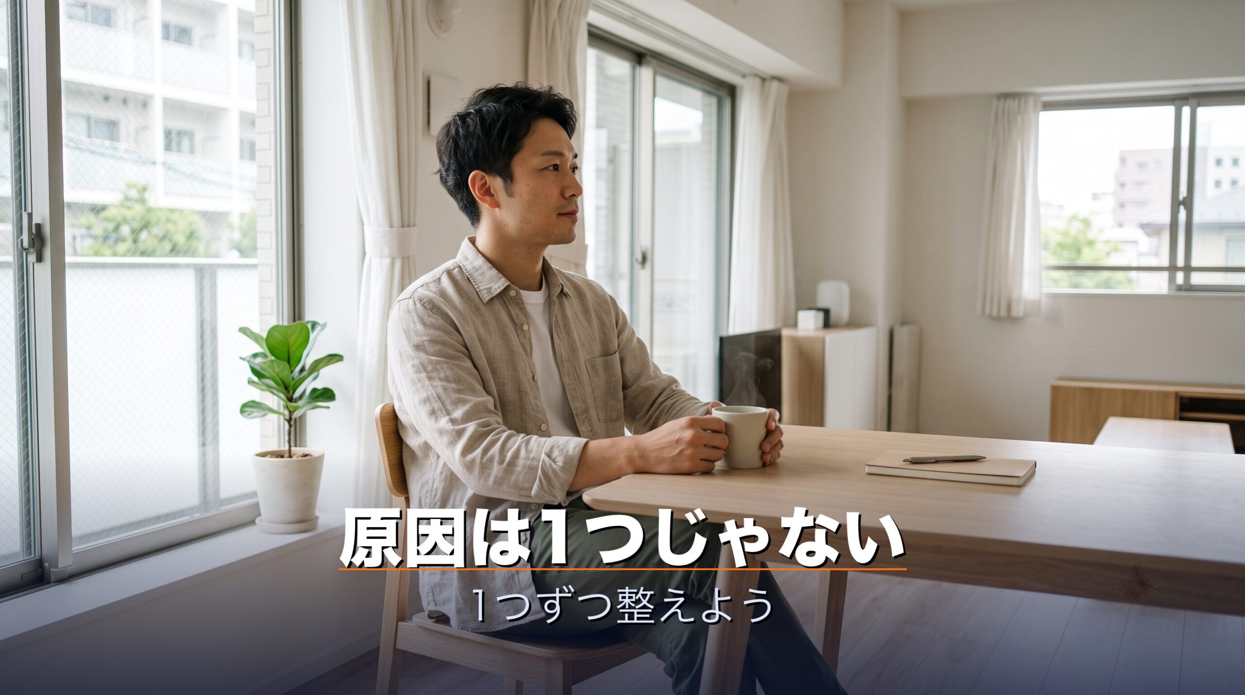 寝ても疲れが取れない原因は睡眠の質や自律神経や血行など1つではないことを示すイメージ