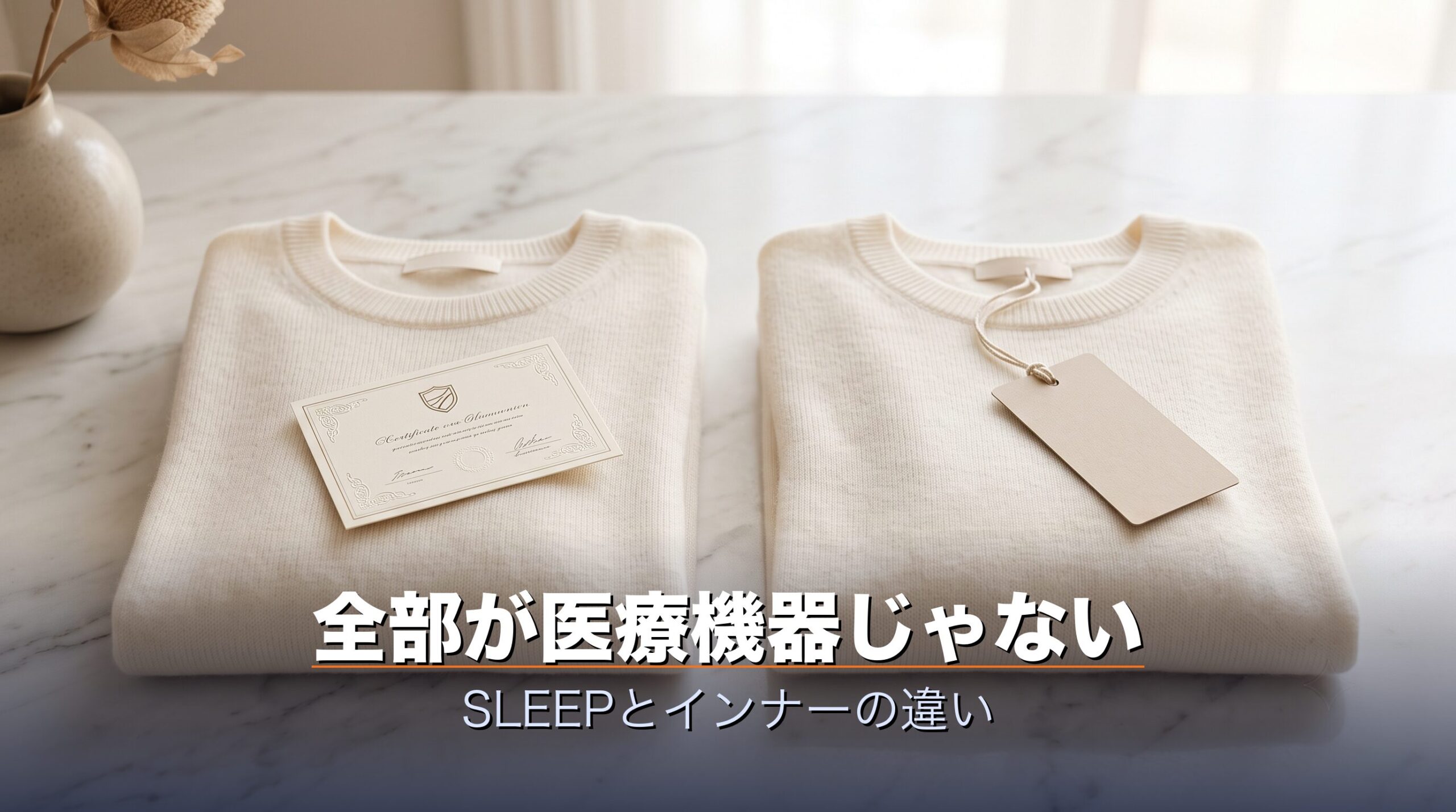 リファ バイタルウェアはSLEEPが一般医療機器でインナーは普通の衣類という医療機器区分の見分け方を示すイメージ