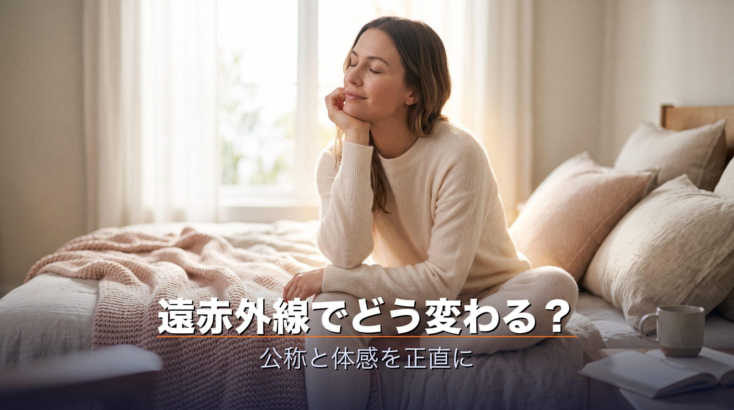 遠赤外線の血行促進は公称の範囲で効果の感じ方には個人差があることを正直に示すイメージ
