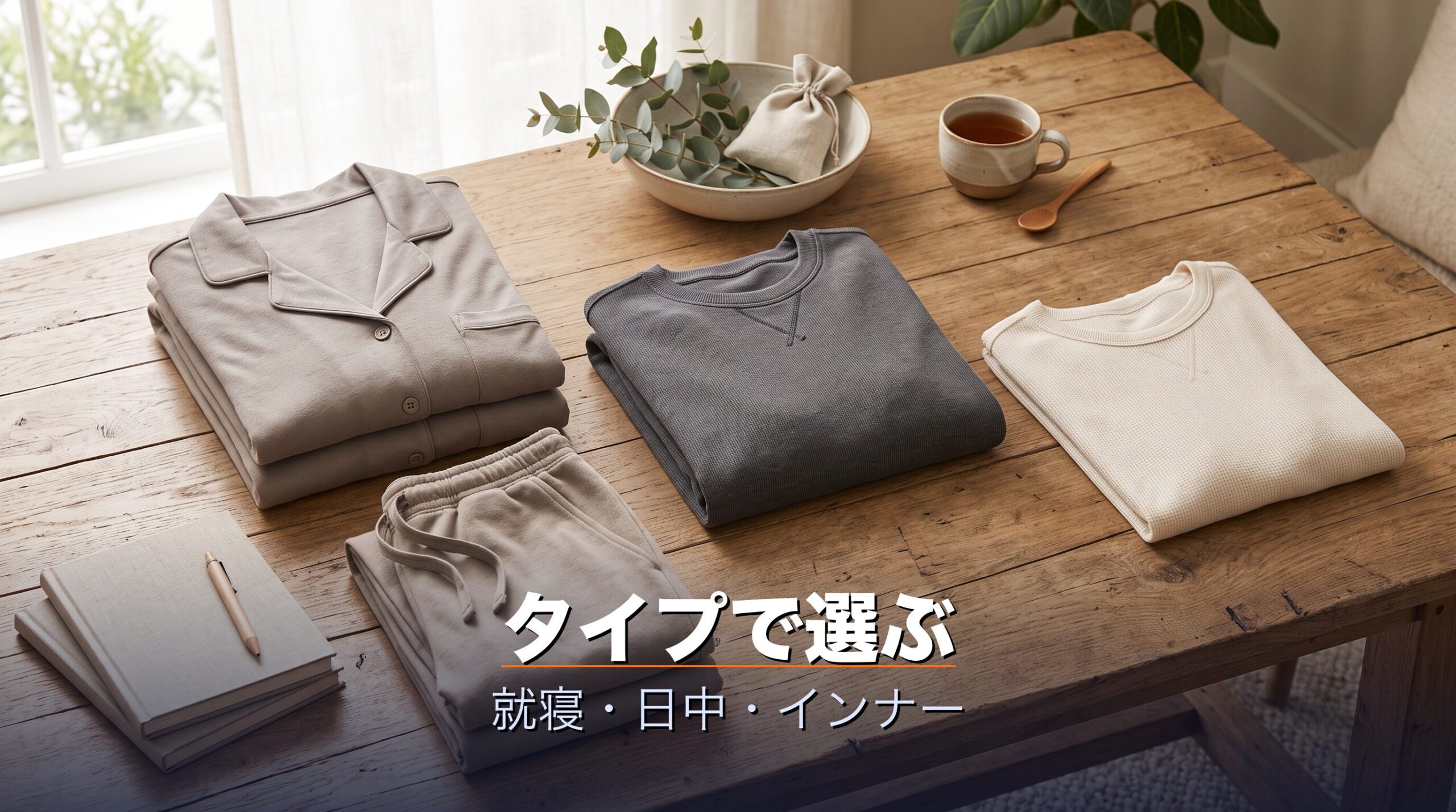 リカバリーウェアを就寝用と日中着圧とインナーのタイプ別に分けて選ぶイメージ
