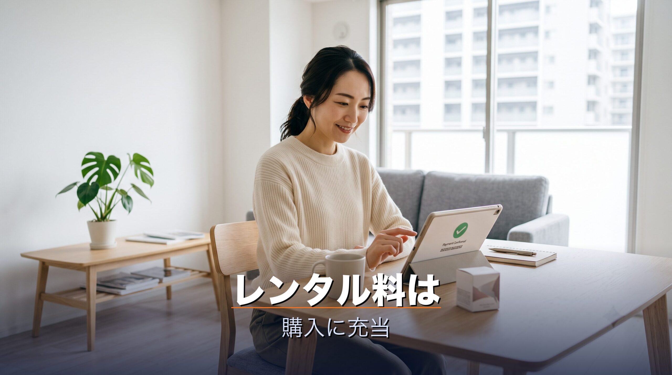 レンタルで支払った料金が気に入った時の購入代金に充当される仕組みを示すイメージ